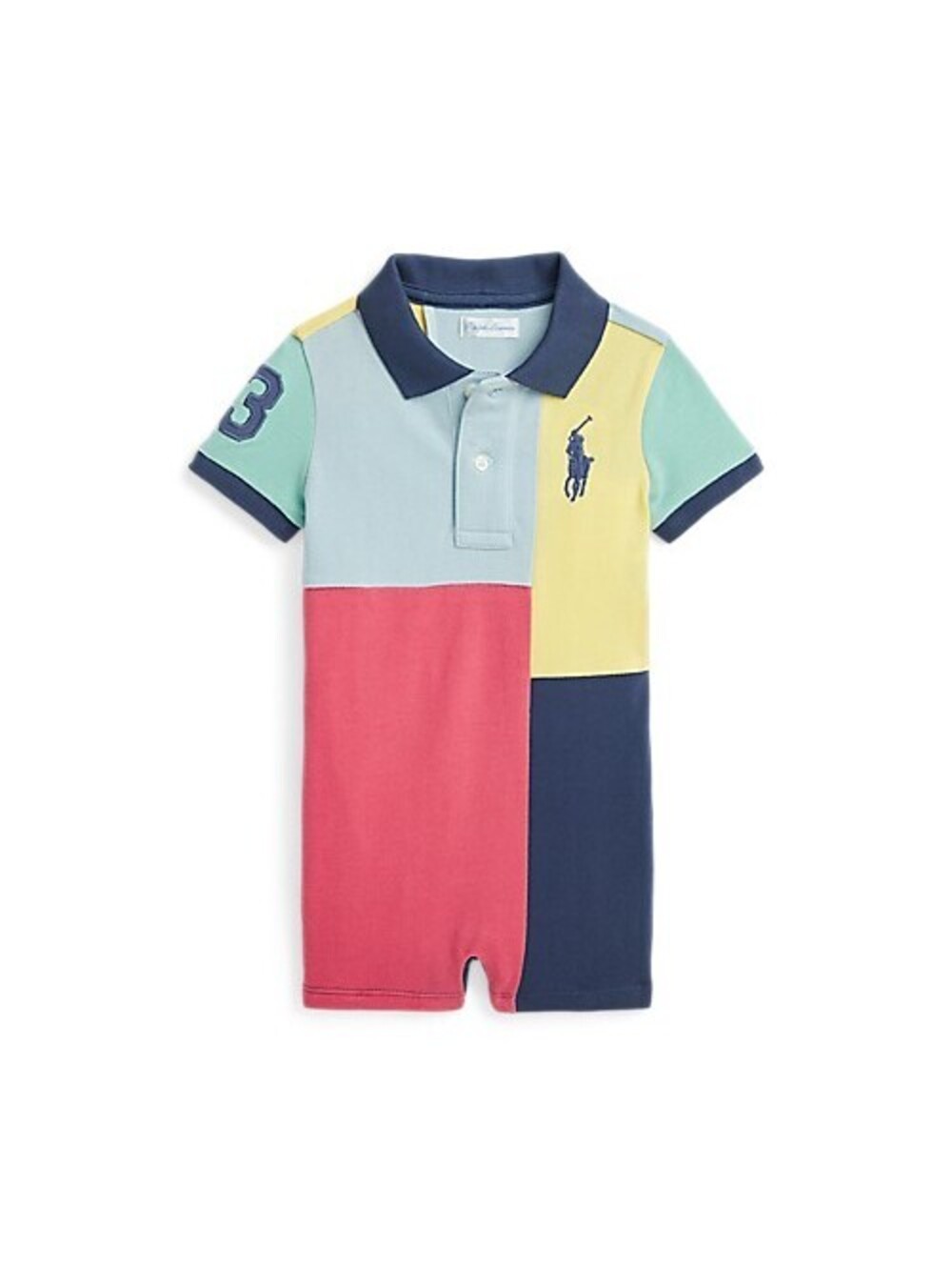Ralph Lauren Baby Colorblock Polo Romper 3M